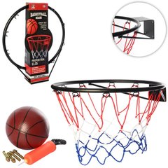 Баскетбольне кільце (з металу) з сіткою, м'ячиком та кріпленнями - діаметр 39 см