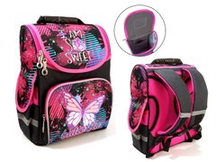Фото-  988879 Ранець (шкільний рюкзак на 1-3 клас) - для дівчинки - метелик на дизайнерському фоні у категорії