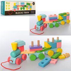 Детские пирамидки, кубики - фото Развивающая игрушка - деревянный паровозик - пирамидка
