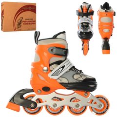 Роликовые коньки - фото Ролики раздвижные (31-34 размер), светящееся колесо - цвет оранжевый