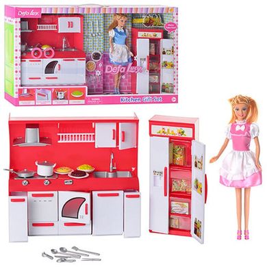 Кухня с холодильником для Куклы - повар с аксессуарами, Defa 8085 bl