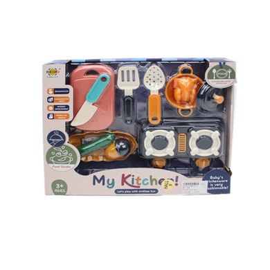 Фото товара - Набор игрушечной посуды - кухонные принадлежности, плита, продукты,  RM8203-2
