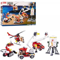 Конструктор Пожарный транспорт 5 штук, пожарная машина, катер, вертолет, спасатели, аналог лего Sluban 0811