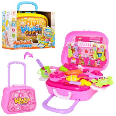 528C-1-2 - Детская Кухня - чемодан на колесиках, посуда, плита, продукты, 29 предметов, 2 цвета, 528C-1-2