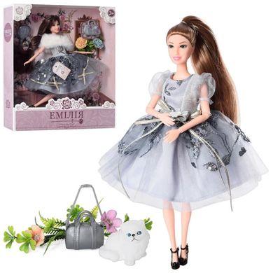 Limo Toy M 4684 - Шарнирная Кукла Эмилия с собачкой, букетом и сумочкой
