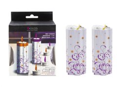 Все для праздника - фото Набор чайных свечей с цветными огнями (цветопламенные свечи) с подсвечником, 6 шт, 2 цвета, GL4001-OP