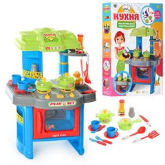 Игровой набор Детская Кухня, духовка, мойка, посуда, звук, свет, кухня голубая для мальчика, 008-26