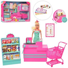 Кукла - продавец за прилавком магазина, продукты, Defa 8430-BF