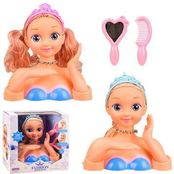 Голова для зачісок в стилі Frozen з гребінцем і дзеркальцем -  YL428B-3|4 - зображення