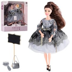 Кукла Эмилия, брюнетка в вечернем платье, с рассческой, Limo Toy M 4696 UA
