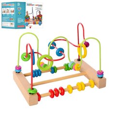 Деревянная игра для малышей лабиринт на проволке, счет, каталка, Limo Toy 1241