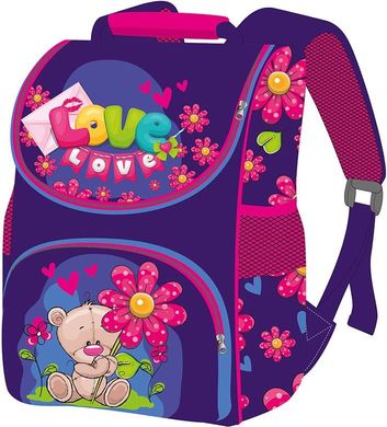 Фото товара - Ранец (рюкзак) - короб ортопедический для девочки фиолетовый Мишка Тедди, Smile 988085,  988085