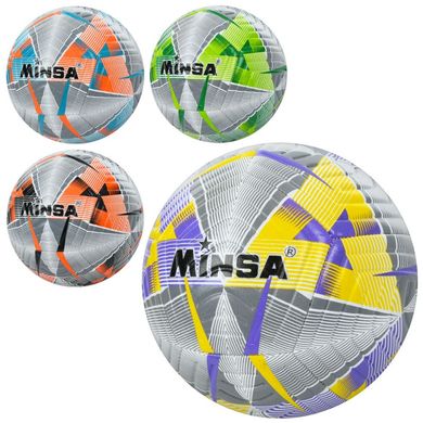 Мяч футбольный, в ассортименте (серая полоска с геометрическими фигурами), материал - TPE, 5 размер, ламинированный,, Minsa MS 3713