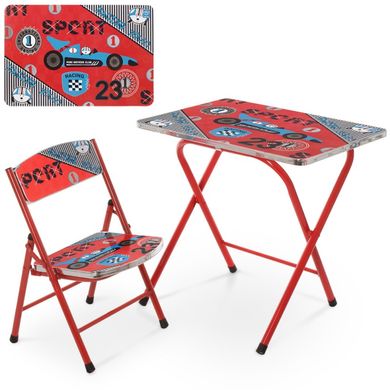 Фото товара - Набор детской складной мебели (столик, стульчик), для мальчика, гоночная машина, Bambi (Бамби) A19-SPORT