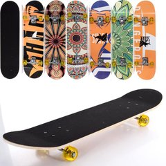 Скейты, пенни борды - фото Детский скейтборд, семислойная деревянная дека и алюминиевая подвеска - рисунок орнамент
