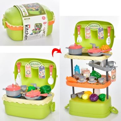 Фото товара - Детская раскладная игрушечная кухня в чемоданчике, с набором аксессуаров,  25745