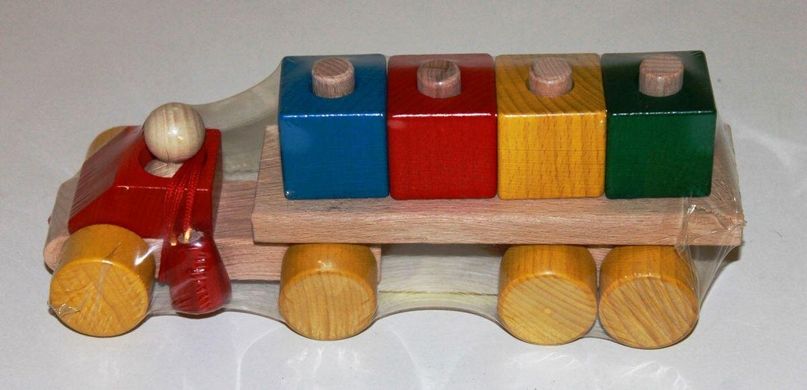 Деревянная игра для малышей конструктор - грузовой автомобиль, каталка, Ду-12
