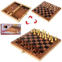 Шахматы - фото Шахматы деревянные - 3 в 1 + шашки и нарды, S3023
