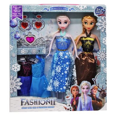 Набір з ляльками зі світу Холодне сердце (Frozen) Ельза та Анна з набором суконь,  JM013A3, froz