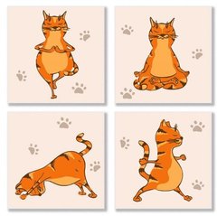 Картины по номерам и на холсте - фото Картина по номерам "Полиптих: Yoga-cat" KNP010