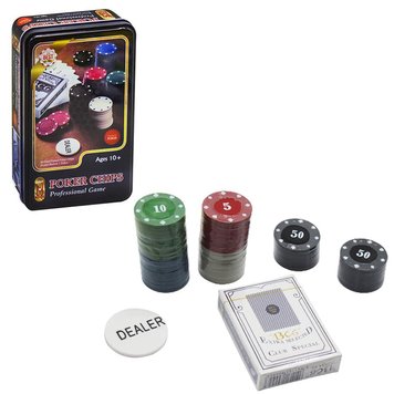 IGR55 - Покерний набір з картами та номінованими фішками - 100 штук
