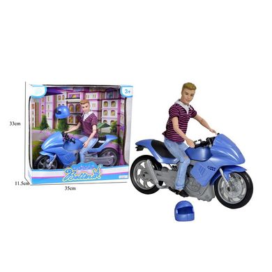Фото товара - Игровой набор кукла Кен на мотоцикле, шарнирный, мотоцикл 33 см,  68112
