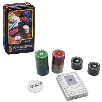 Фото товара - Покерный набор с картами и номинированными фишками - 100 штук,  IGR55