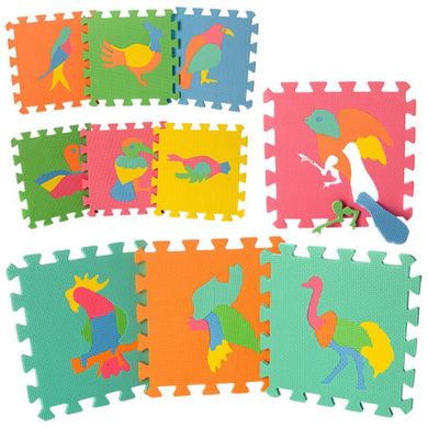 Детский Коврик Мозаика Пазл для пола М 0387 Птицы, 10 деталей, упаковка 29х29х8 см