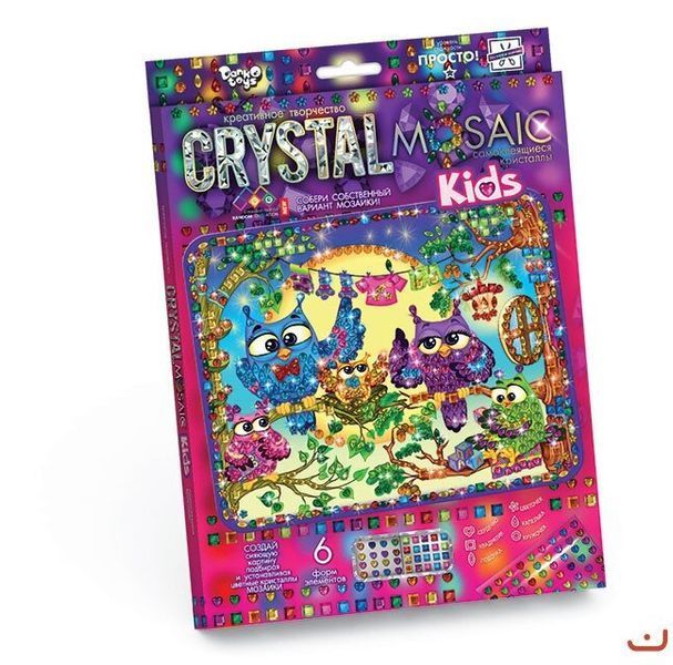 Набор для творчества - Картина мозаика "Блестящая мозаика с кристалов", CRYSTAL MOSAIC KIDS Украина CRMk-01 -   CRMk-01-01,02,03,04...10 - изображение