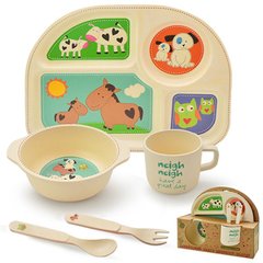 Бамбуковая посуда для детей – Домашние животные – 5 предметов, MH-2773-9