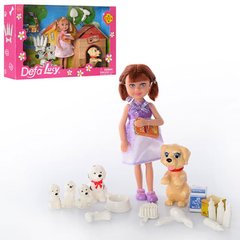 Лялька маленька з цуценятами та собачкою + аксесуари, Defa 8281
