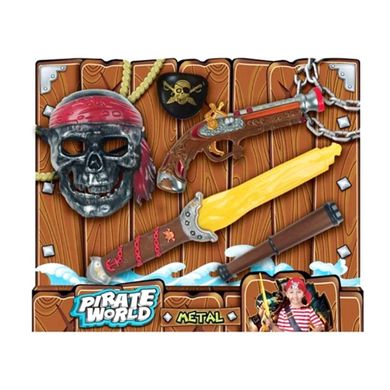Детский игровой набор пирата с оружием, маска, пистолет, меч, аксессуары, B6638-3