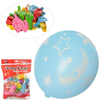 Фото-  MK 2580 Набір надувних кульок (50 шт.), з місяць і зірки (різнокольорові), 12 см, MK 2580 у категорії