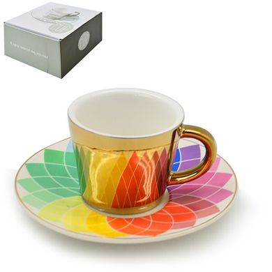 Фото товару Чашка для кави з оптичним ефектом | золота веселка, R88424,  R88424