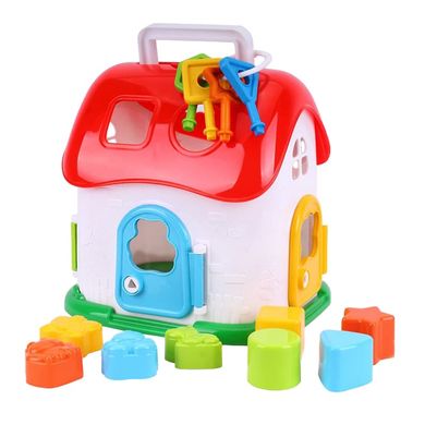 Фото товара - Развивающая игрушка для малышей сортер в виде домика с ключиками для открывания дверей,  6719