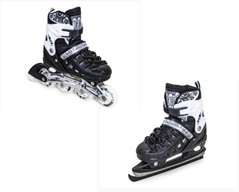 Фото товара - Ролики раздвижные (размер М) 2 в 1 - с коньками (черные), SSport 1b, Scale Sports SSport 1b