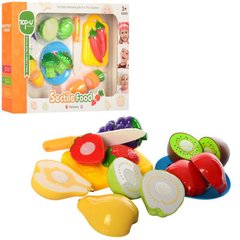 Фото товару Ігровий набір продукти на липучці фрукти або овочі 6 шт, досточка, ніж, TP222-24,  TP222-24