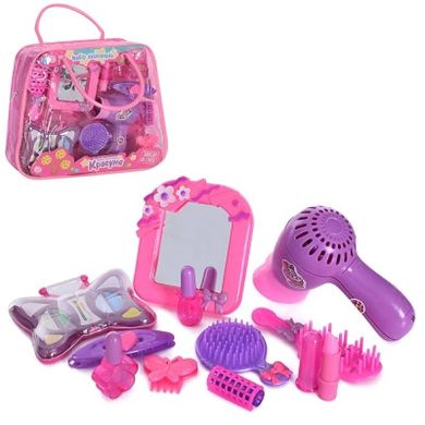 Игровой набор парикмахера в сумочке для детей - зеркало, фен, заколки, косметика,  A297