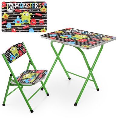 Фото товара - Набор складной мебели для детей (столик, стульчик), мальчику от 3 лет, монстрики, Bambi (Бамби) A19-MONST