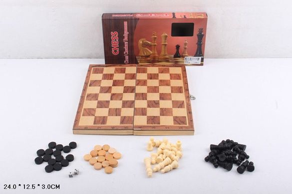 Фото товара - Шахматы деревянные - 3 в 1 + шашки и нарды, S2416,   S2416