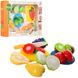 Ігровий набір продукти на липучці фрукти або овочі 6 шт, досточка, ніж, TP222-24