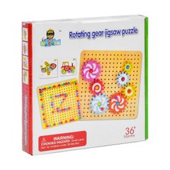 Мозаика детская - фото Детская деревянная развивающая игра 2 в 1 - Мозаика с шестеренками, С35980