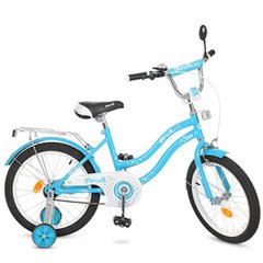 Фото товара - Детский двухколесный велосипед для девочки PROFI 18 дюймов Star бирюзовый,  L1894