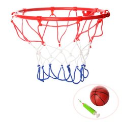 Дитяче металеве баскетбольне кільце з сіткою, м'ячиком та насосом