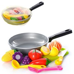 Игрушечные наборы продуктов - фото Игрушечная сковородка с набором овощей на липучке