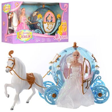 Фото товара - Подарочный набор Кукла с каретой и лошадью голубая 28903A в коробке 60,5-20-33,5 см,  28903A б