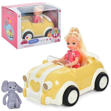 Defa 91025-A - Кукла (девочка) с машинкой - кабриолетом и собачкой