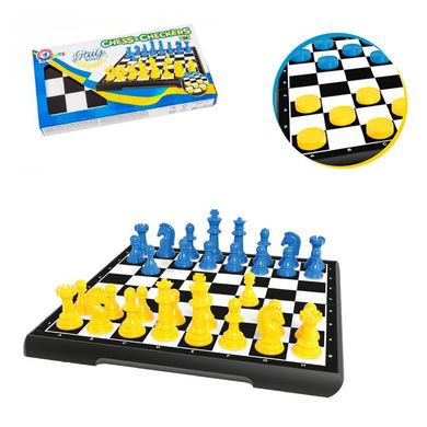 Фото товара - Набор Шахматы + шашки - желто-голубые цвета, ТехноК 9055
