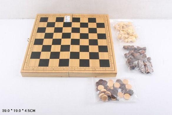 Шахматы деревянные - 3 в 1 + шашки и нарды (большие), 820,  820