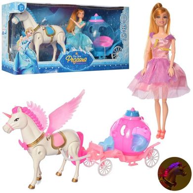 Фото товара - Карета с лошадкой, которая ходит и принцессой (шарнирная кукла),  686-770-771